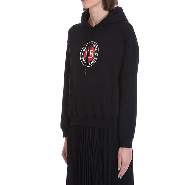 (WMNS) Balenciaga BB Logo hooded Long Sleeves Hoodie Black 612959TJVD71000