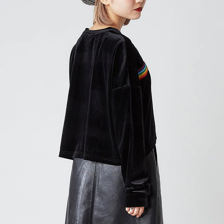 (WMNS) FILA x Atmos Pink Crossover Multi-Color Stripe Casual Pullover Long Sleeves Black FL3551-08