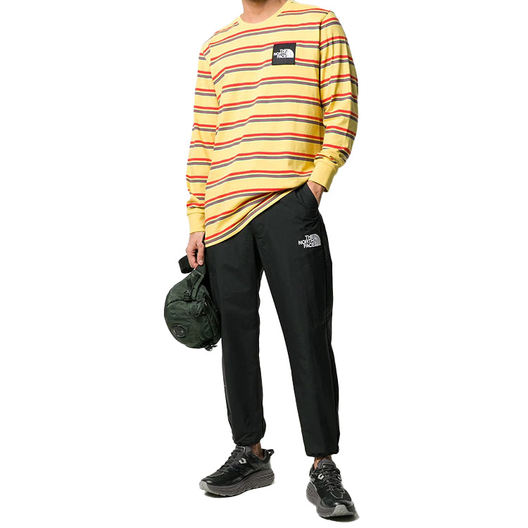 Men's THE NORTH FACE Stripe Printing Long Sleeves Tops Yellow NF0A4C9I
