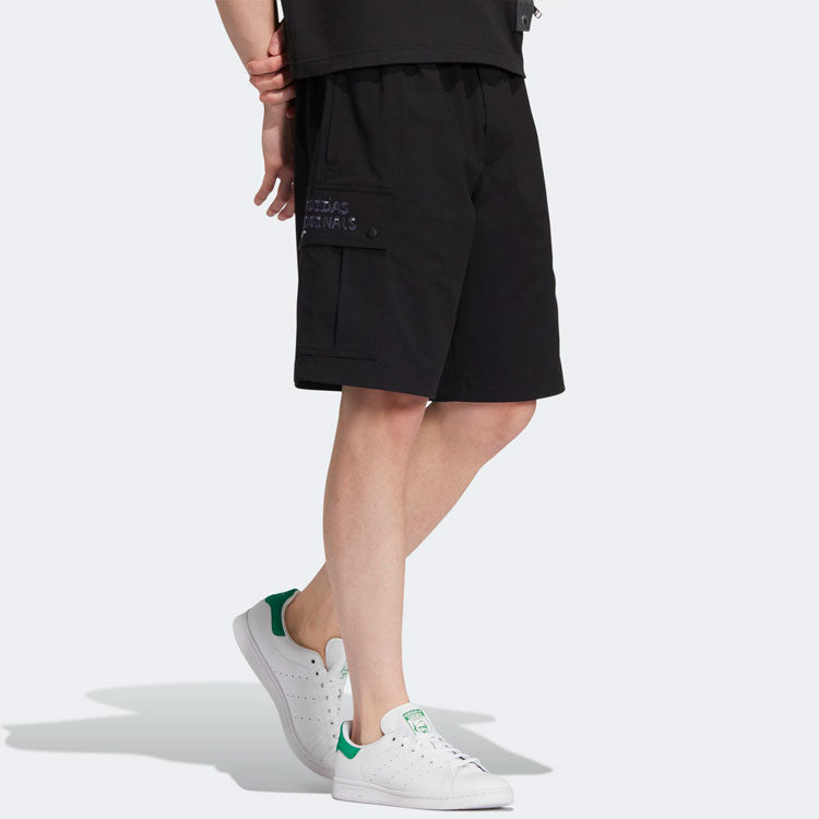 adidas originals x Charr Morita Crossover Logo Printing Straight Loose Shorts Black HR3466