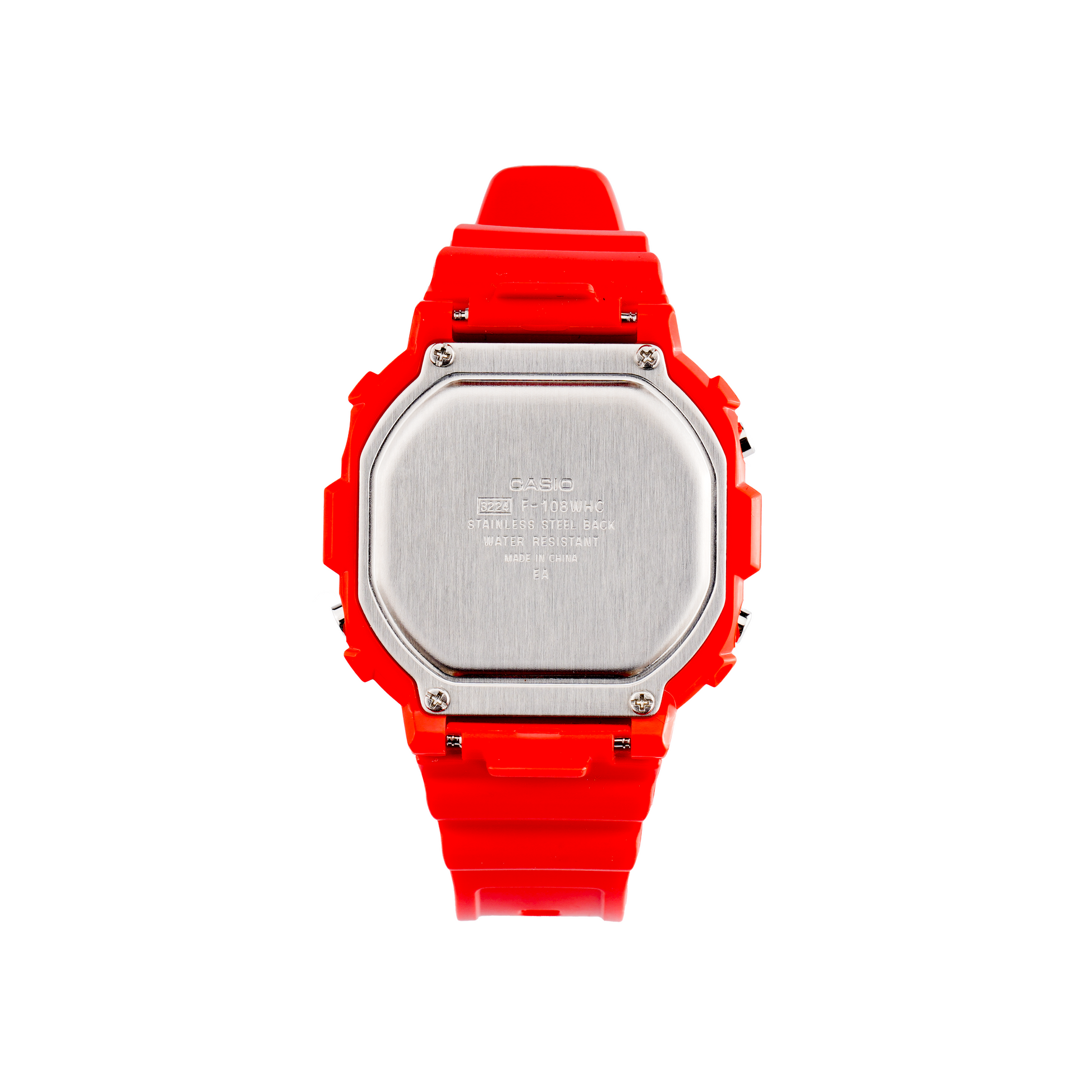 CASIO 50 waterproof Red Small quartz Watch Mineral Glass Lens Strap F -108WHC-4AJF F-108WHC-4AJF