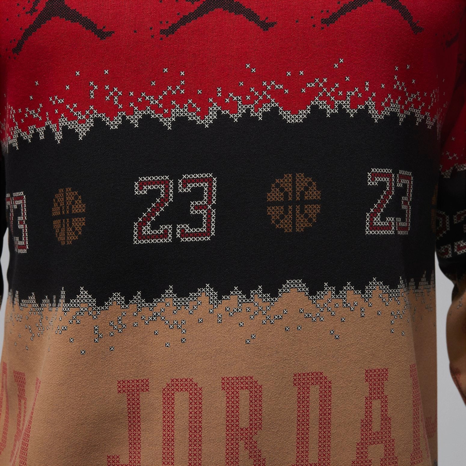 Air Jordan Essential Holiday Fleece Crew 'Beige Black Red' FD7464-687