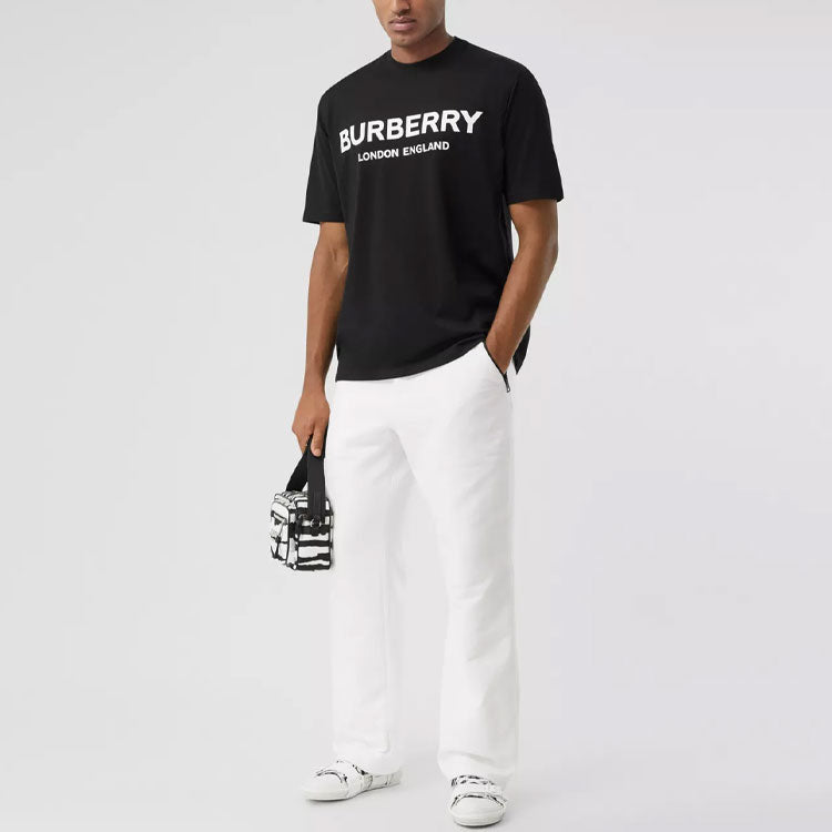 Burberry Logo Printing Cotton Short Sleeve Unisex Black 80094941