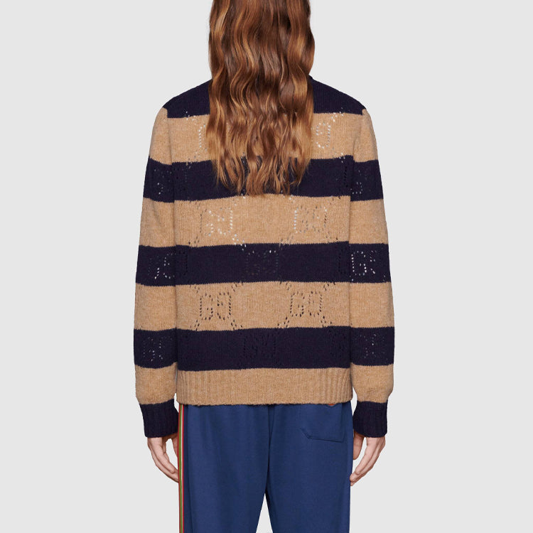 Gucci GG Knit Striped Wool Sweater 'Camel' 645293-XKBPH-2420