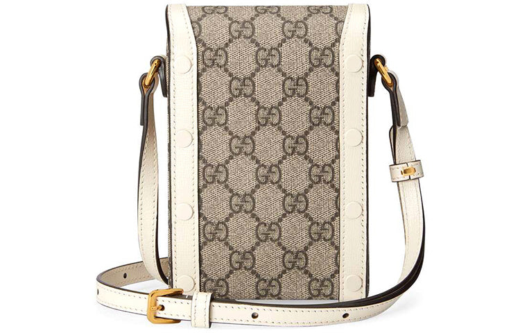 Gucci Horsebit 1955 Logo Canvas Phone Bag Box Shoulder Messenger Bag 'Mini Ebony White' 625615-92TCG-9761
