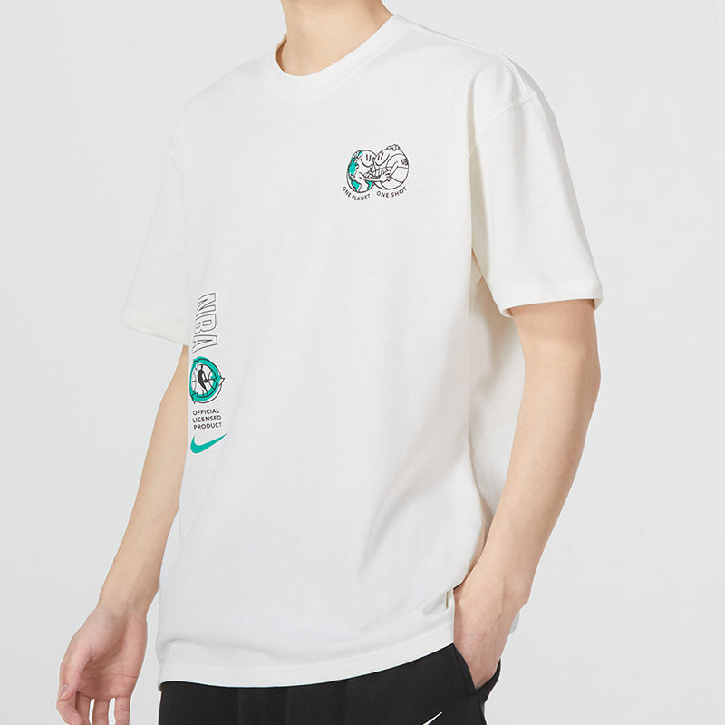 Nike Bonsai Alphabet Casual Printing Short Sleeve White DM1314-901