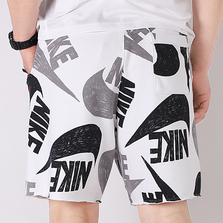 Nike Full Print logo Printing Sports Shorts Gray Black White CJ4407-010
