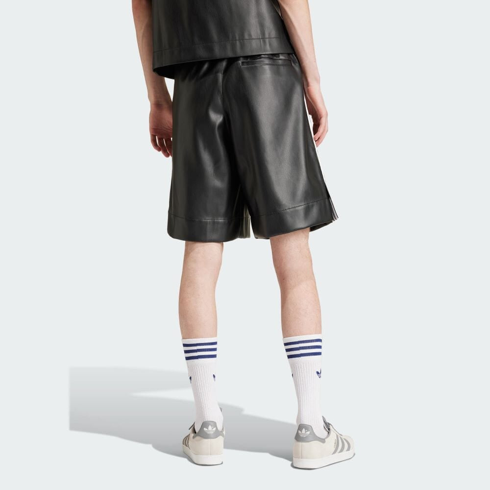 adidas Faux Leather Adicolor 3-Stripes Shorts Asia Sizing 'Black' IZ4043