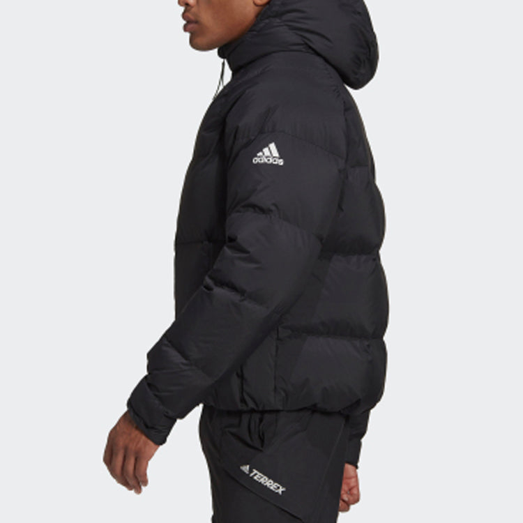 adidas Puffer Down Jkt Outdoor Sports hooded down Jacket Black FT2484