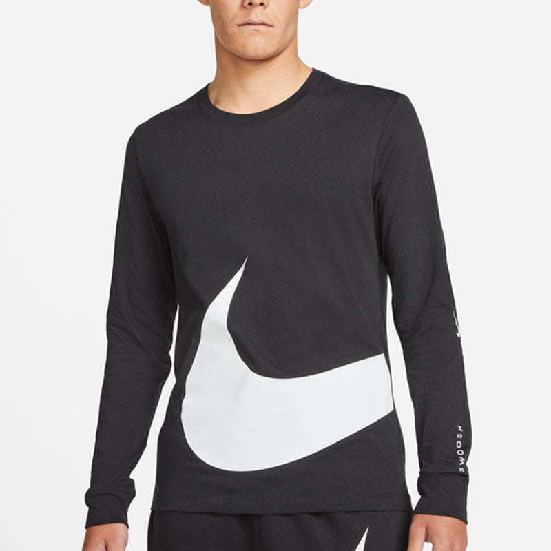 Men's Nike Sportswear Contrasting Colors Large Logo Round Neck Sports Long Sleeves Black DD3396-010