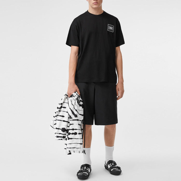 Men's Burberry Logo Intarsia Cotton Short Sleeve Black 80289431