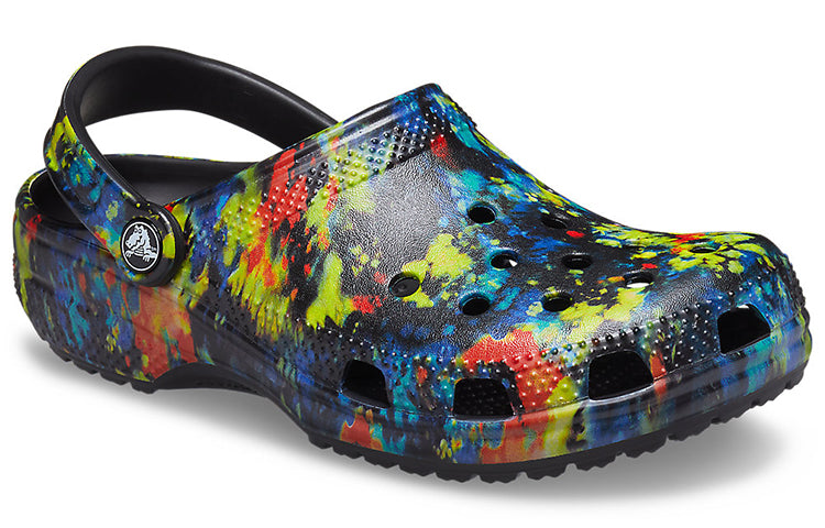 Crocs Classic Tie Dye Pattern Crocs Beach Unisex Denim Blue Sandals 205453-4SW