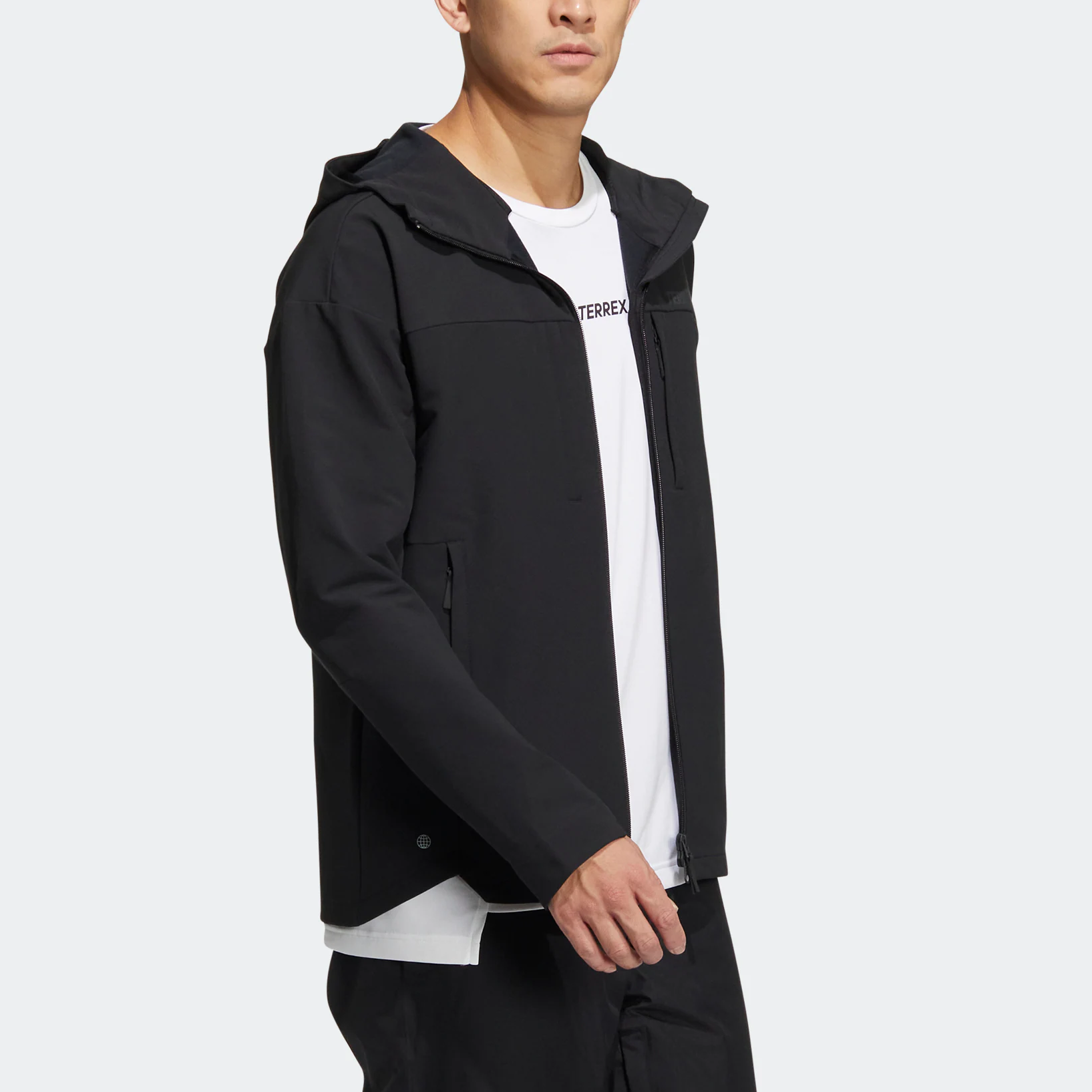 adidas Trav softsh jkt Back Printing Sports Hooded Jacket Black HN2016