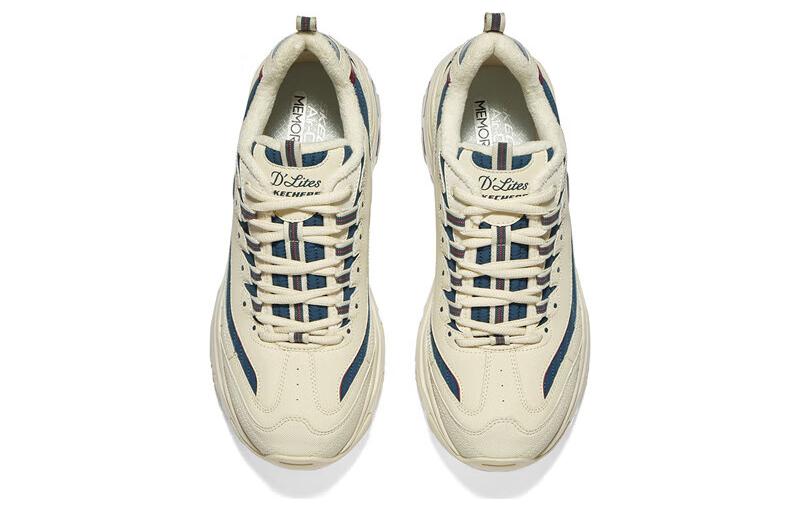Skechers D'Lites Zip Along Shoes 'Beige Blue' 894269-NTNV
