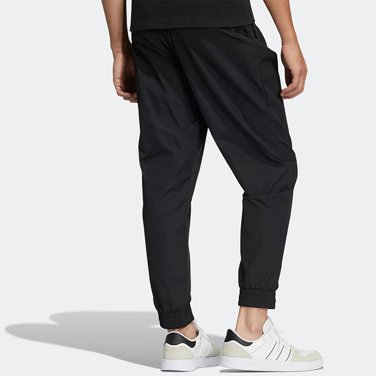 Men's adidas neo Logo Printing Solid Color Casual Long Pants/Trousers Black HD4705