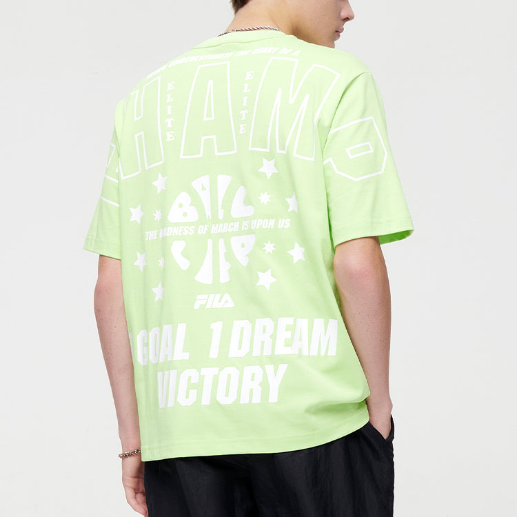 FILA FUSION Back Alphabet Printing Basketball Short Sleeve Couple Style Green T11U125104F-LG