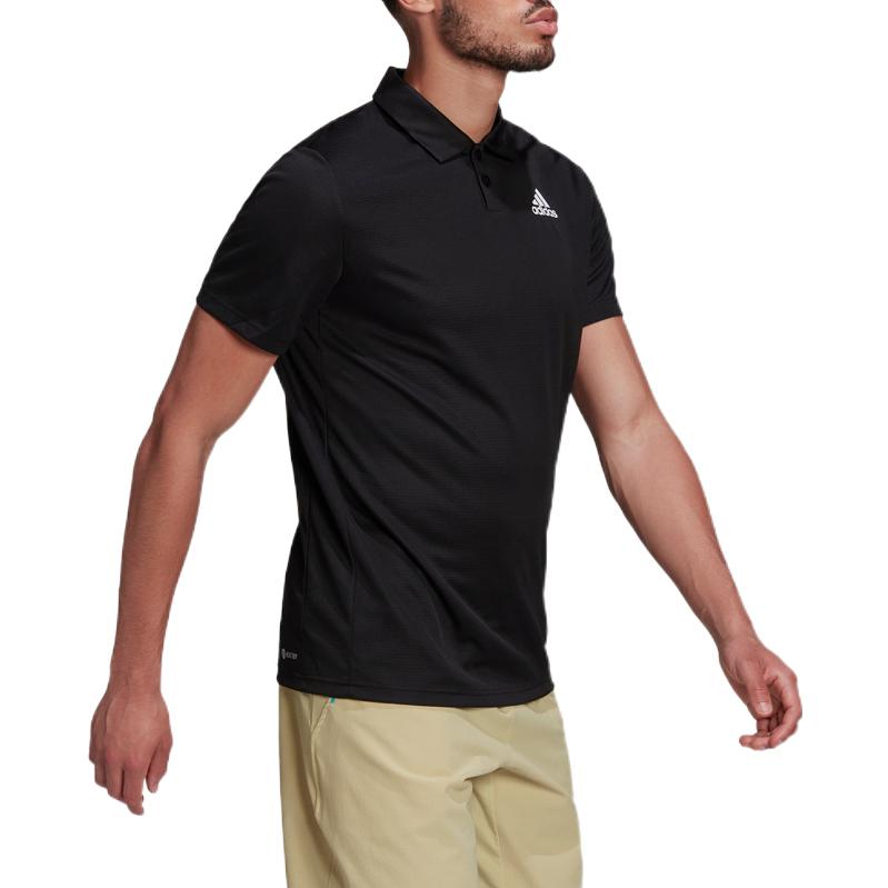 adidas Solid Color Tennis Sports Short Sleeve Polo Shirt Black HC2716