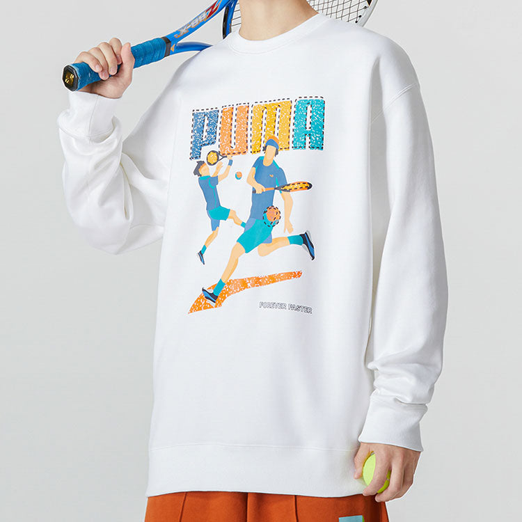 PUMA Tennis Club Graphic Long Sleeve Tee 'White' 538658-02