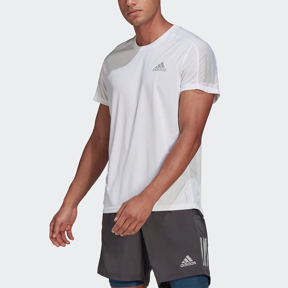 adidas MENS Own the Run Tee Reflective Crew-neck Short Sleeve White GJ9963