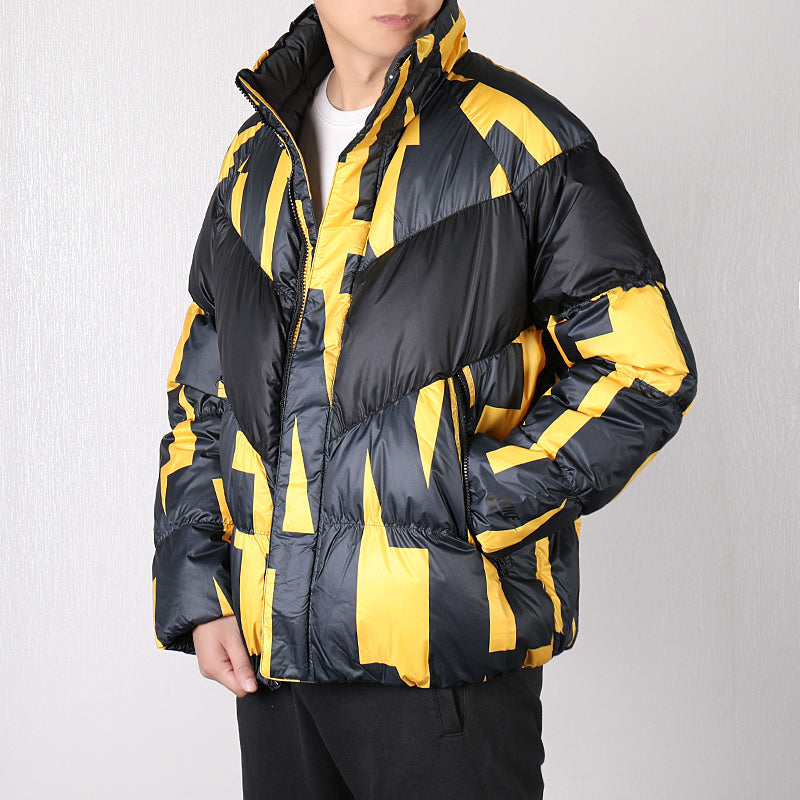 Nike Splicing Stay Warm Windproof Stand Collar Sports Down Jacket Yellow Black Colorblock 928890-752