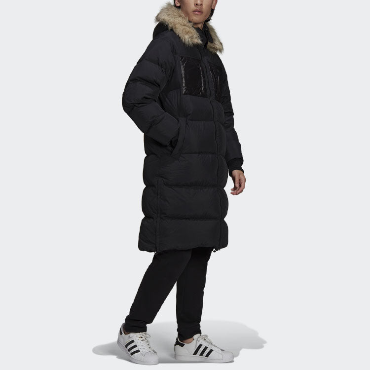 adidas Regen Puff Long Casual Stay Warm Sports hooded down Jacket Black H11803