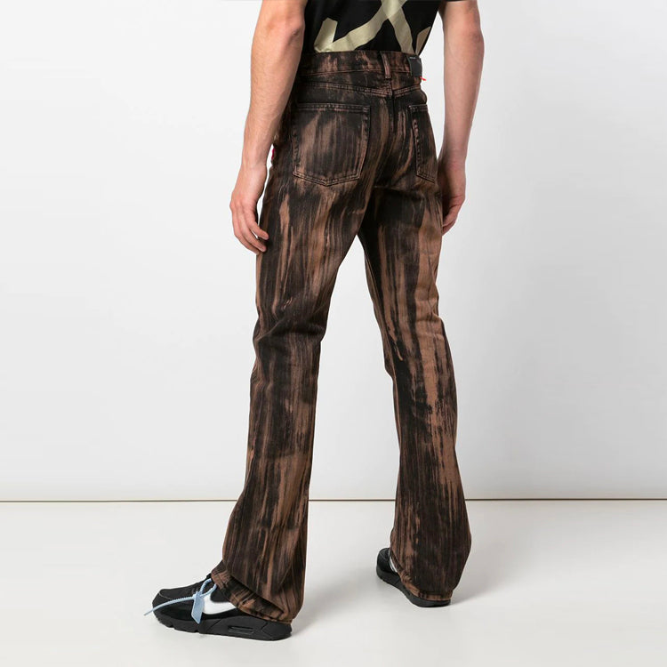 Off-White Printing Pattern Casual Jeans Slim Fit Version Yellow OMYA065R20E540285428