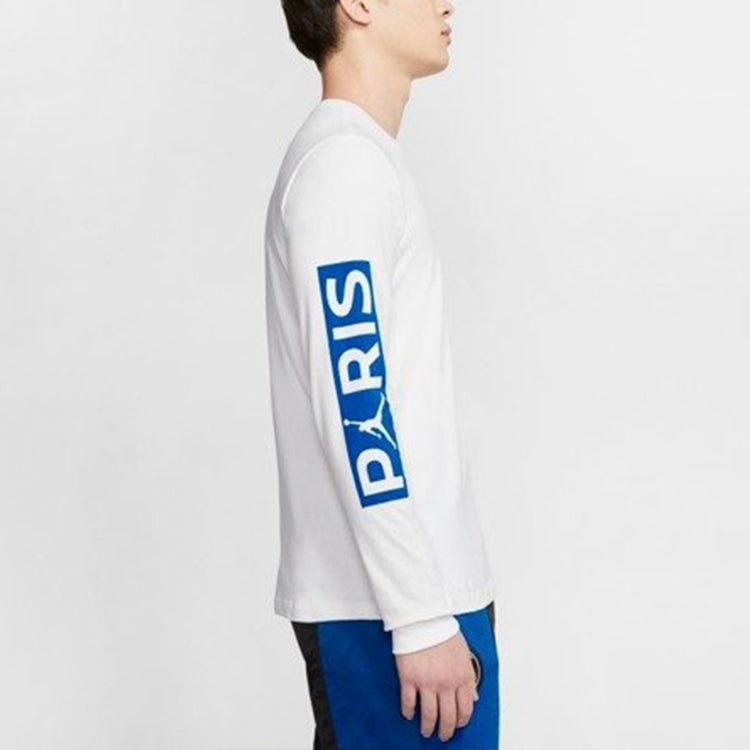 Air Jordan Chest Round Neck Pullover Long Sleeves T-Shirt Men's White BQ8382-101