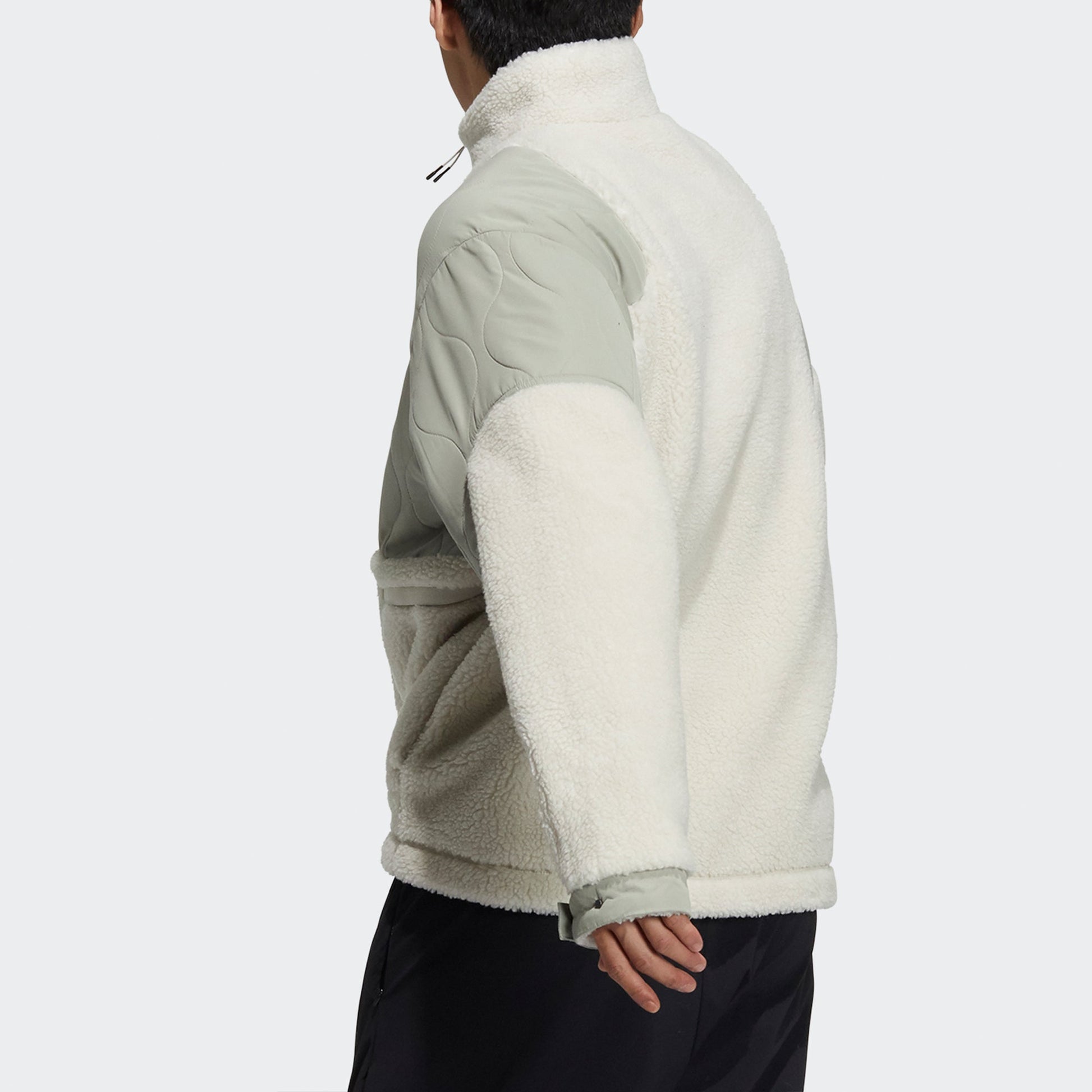 Men's adidas Wj Mixboa Jkt Martial Arts Series Lamb's Wool Splicing Stand Collar Sports Logo Jacket Creamy White H40244