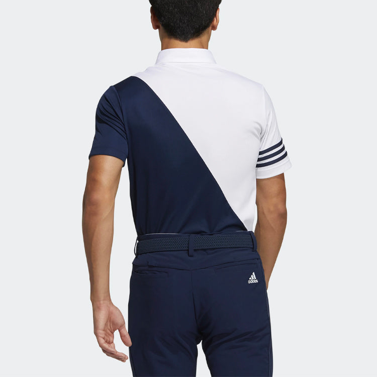 adidas Tr Polo Ss Contrasting Colors Casual Golf Short Sleeve Polo Shirt White Blue Colorblock GM3658