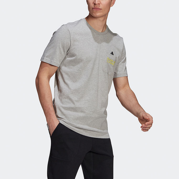 adidas Pocket Tee M Embroidered Sports Short Sleeve Gray GN6848