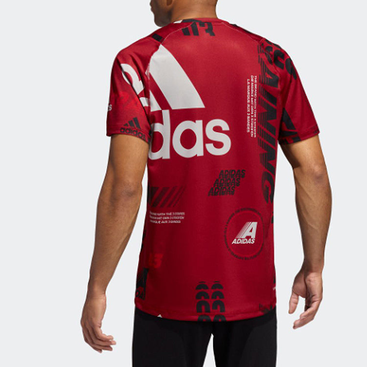 adidas Training Sports Round Neck Short Sleeve Red EI6433