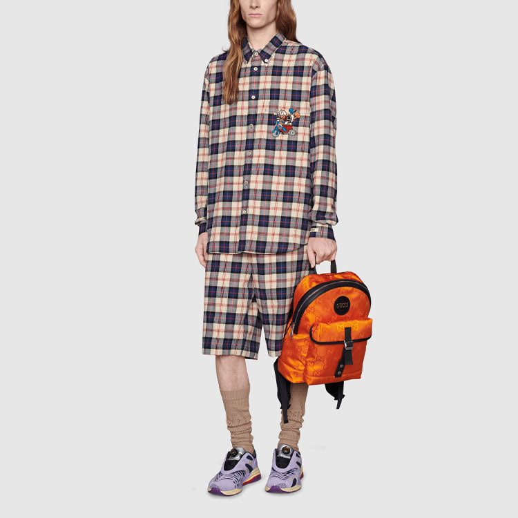 Gucci x Disney Crossover SS21 Donald Duck Plaid Long Sleeves Shirt Colorblock 649066-ZAGG4-9038
