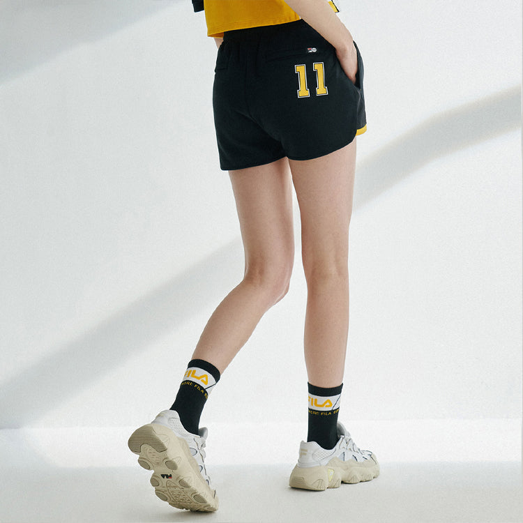 (WMNS) FILA FUSION Contrasting Colors Numeric Printing Sports Shorts Black T11W022603F-BK