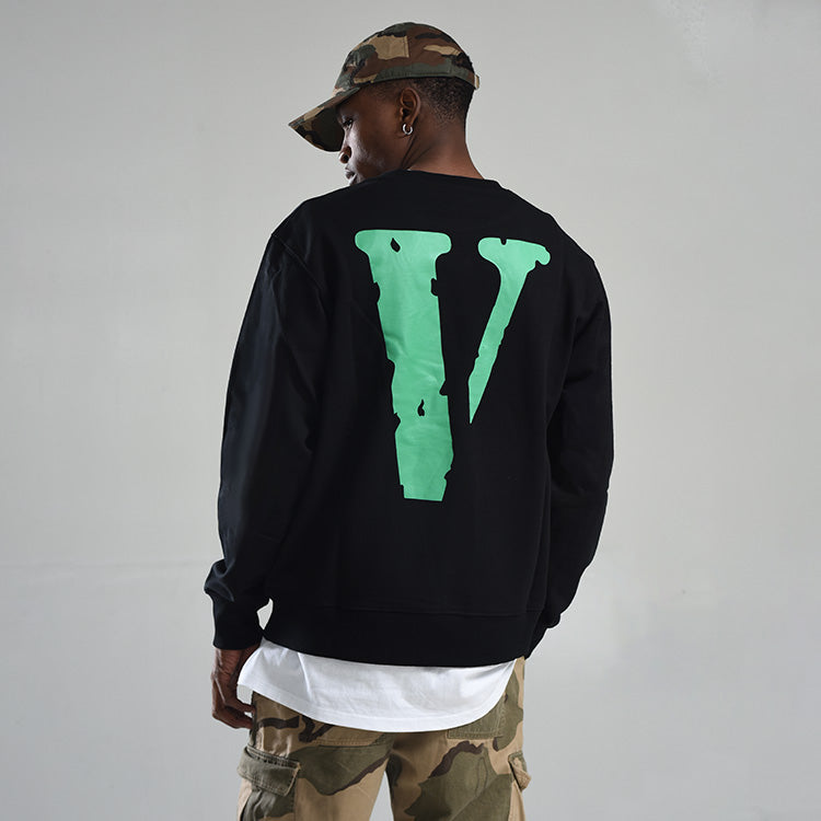 VLONE Staple- Crewneck Classic Printing Round Neck Couple Style Black Green 6941240931645
