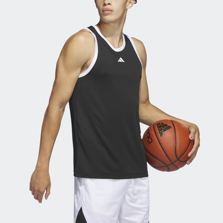 adidas Legends Basketball 3-Stripes Tank Top 'Black' IC2457