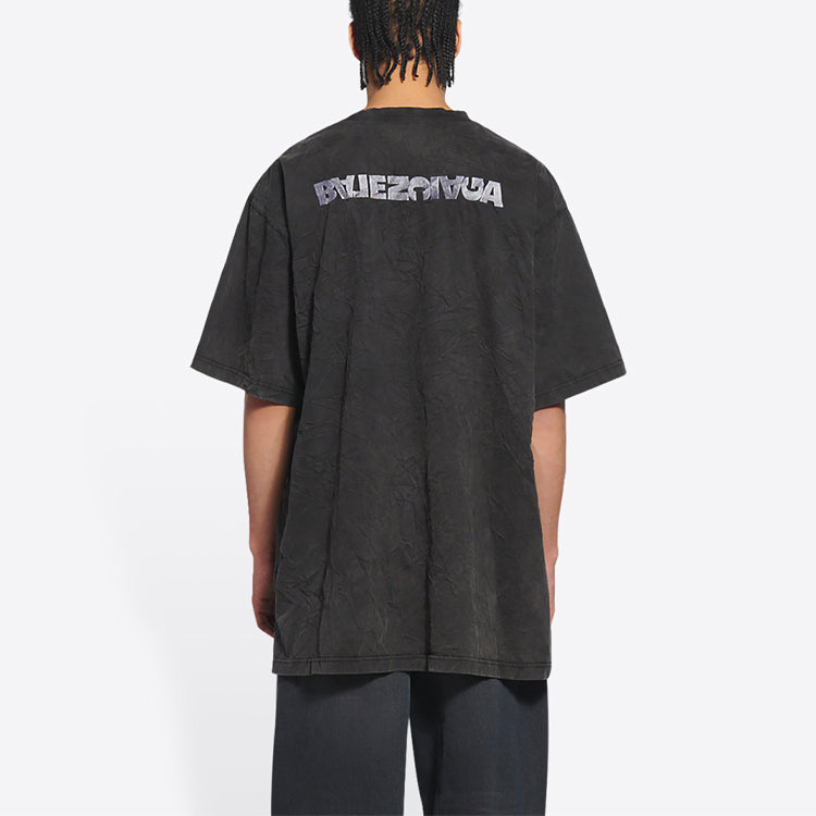 Balenciaga Turn Slit T-Shirt 'Washed Black' 675016TLVB39034