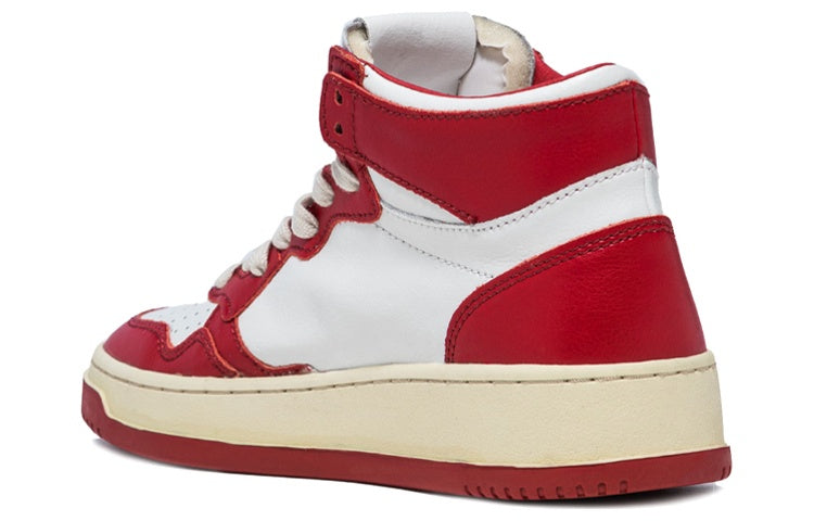 (WMNS) Autry Medalist Mid Leather Sneakers Two-Toned 'White Red' AUMW-WB02