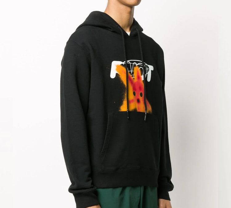 Off-White FW20 Pivot Fish Printing Hooded Pullover Men Black OMBB034E20FLE0101025