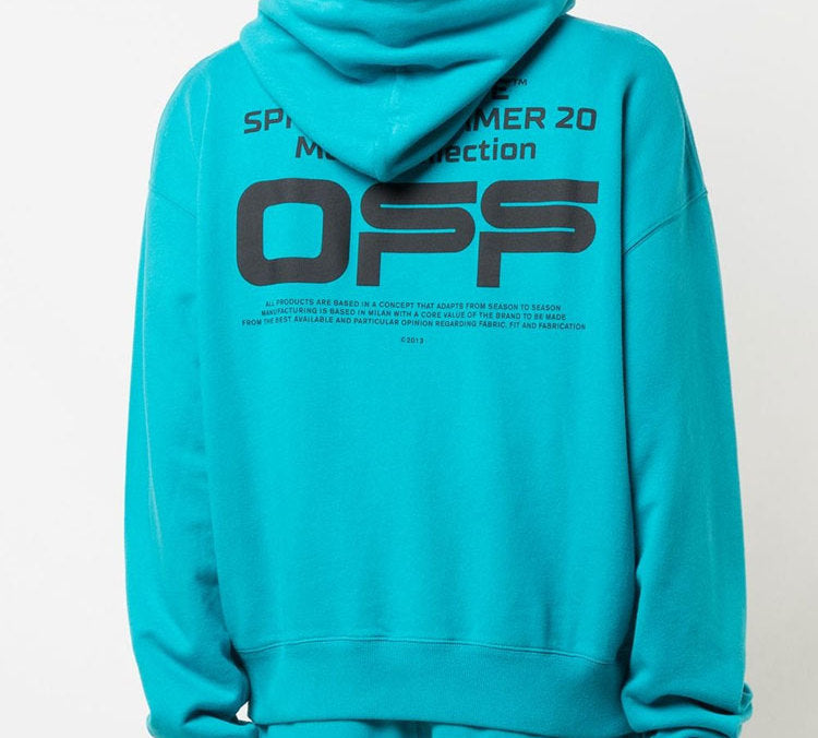 Off-White SS20 White Wavy Logo Printing Loose Men Blue OMBB037R20E300043910