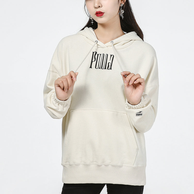 (WMNS) PUMA Downtown Graphic Hoodie 'White' 533049-73