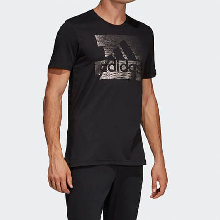 adidas Training Sports Logo Round Neck Short Sleeve Black DV3080