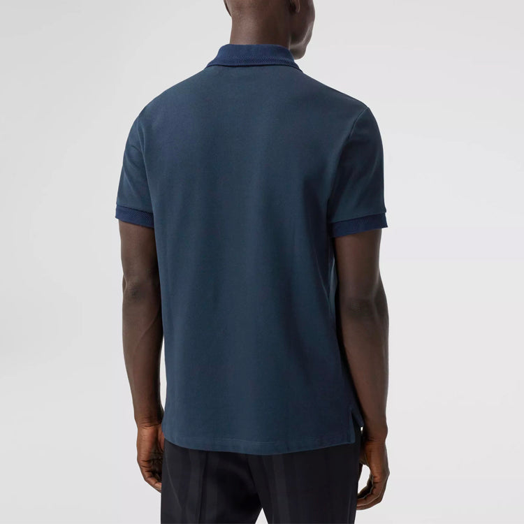Burberry SS21 Bottons Net Cotton Polo Male Blue 80370941