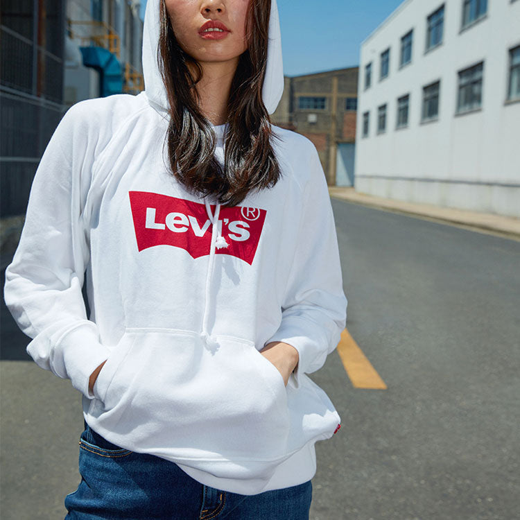 (WMNS) Levi's Alphabet Logo Printing Hoodie White 35946-0100