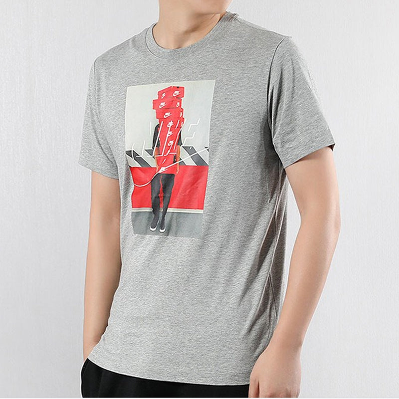 Nike Ftwr Pack2 Shoe Printing Casual Sports Short Sleeve Gray BQ0069-063