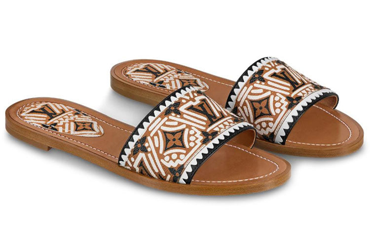 (WMNS) LOUIS VUITTON Crafty Lock It Slides 'Brown Black White' 1A85BJ