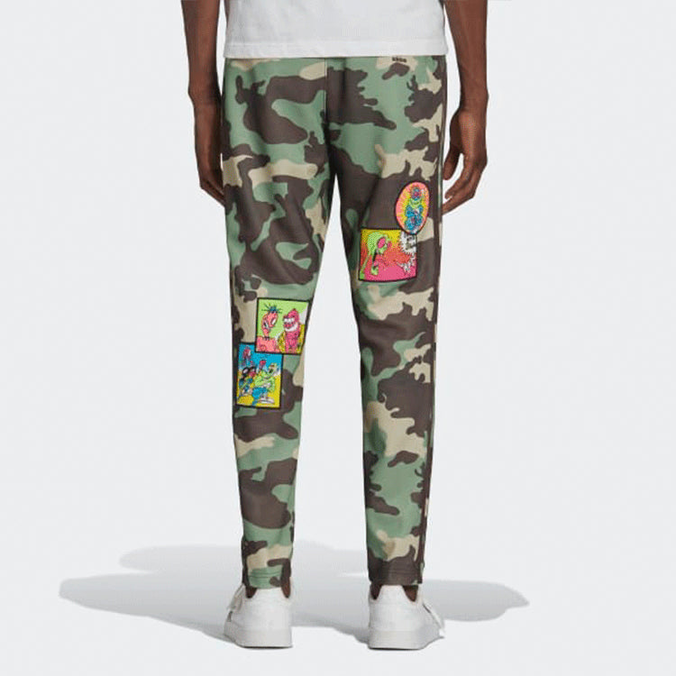 Men's adidas originals x JEREMY SCOTT Crossover Camouflage Sports Pants/Trousers/Joggers Green H53372