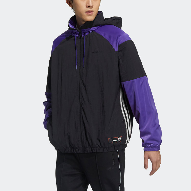 adidas neo M Ss Feb Wl Wb Contrasting Colors Sports Stand Collar Windproof Jacket Black GP4809