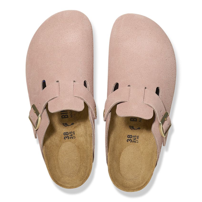 Birkenstock Boston Suede Leather Sandals 'Light Rose' 1026139