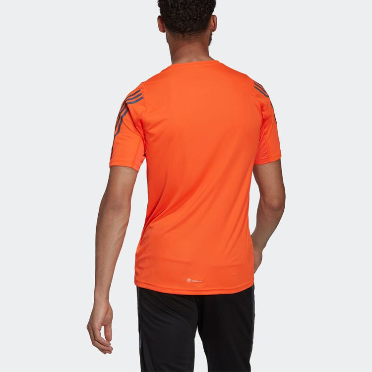 Men's adidas Logo Printing Round Neck Short Sleeve Orange T-Shirt HJ7228