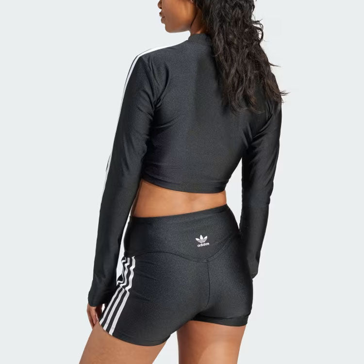 (WMNS) adidas originals 3-Stripes Cropped Long Sleeve Tee Asia Sizing 'Black' IU2428